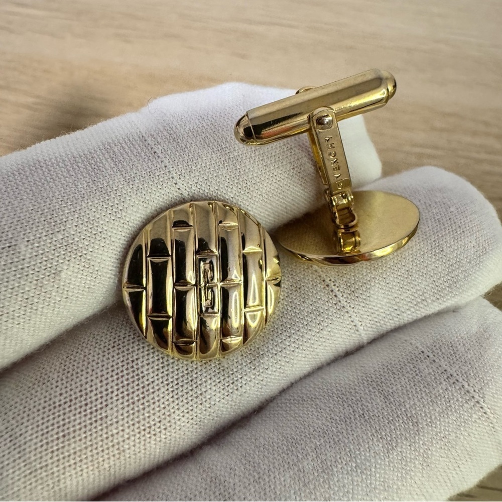 🔥PRICE DROP🔥Givenchy Gold Cuff Links with Polished Finish and Hinged Design - Picture 3 of 8